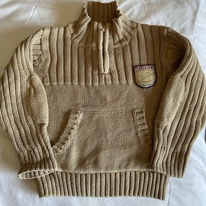 Timberland boys’ size 2T cotton ribbed knit tan sweater w/zip neck 🌻